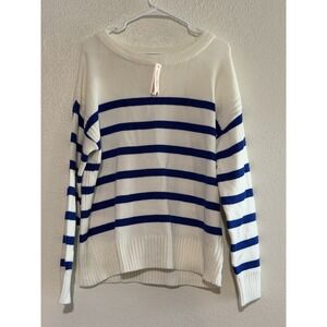 Philosophy Republic‎ Clothing Striped Crew Neck Sweater White Blue XL